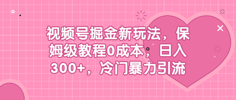 （6802期）视频号掘金新玩法，保姆级教程0成本，日入300+，冷门暴力引流-汇课新知资源网