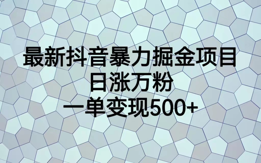 （7100期）最火热的抖音暴力掘金项目，日涨万粉，多种变现方式，一单变现可达500+-汇课新知资源网