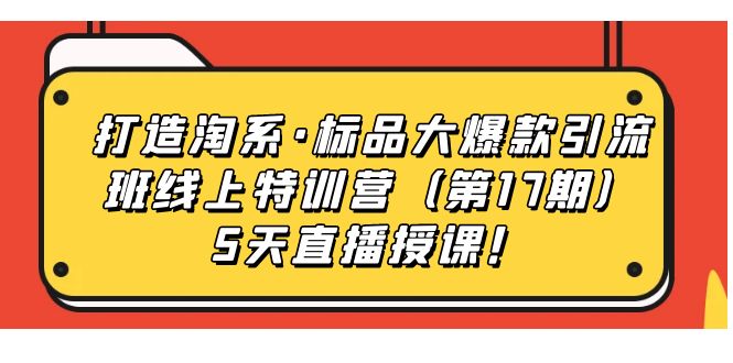 （7226期）打造淘系·标品大爆款引流班线上特训营（第17期）5天直播授课！-汇课新知资源网