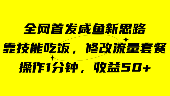 (7508期)咸鱼冷门新玩法,靠“技能吃饭”,修改流量套餐,操作1分钟,收益50+-汇课新知资源网
