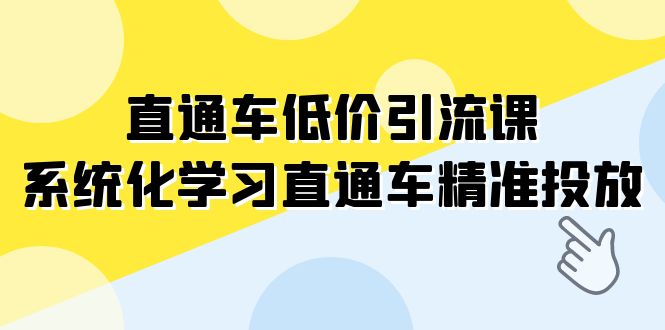 (7698期)直通车-低价引流课,系统化学习直通车精准投放(14节课)-汇课新知资源网