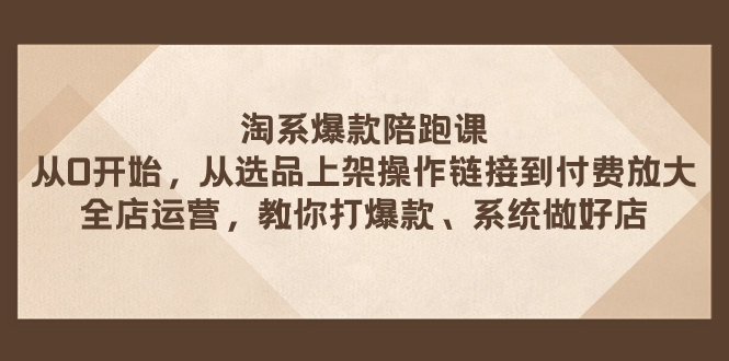 (7725期)淘系爆款陪跑课 从选品上架操作链接到付费放大 全店运营 打爆款 系统做好店-汇课新知资源网