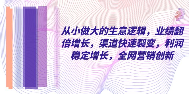 (8044期)从小 做大的生意逻辑,业绩翻倍增长,渠道快速裂变,利润稳定增长,全网…-汇课新知资源网