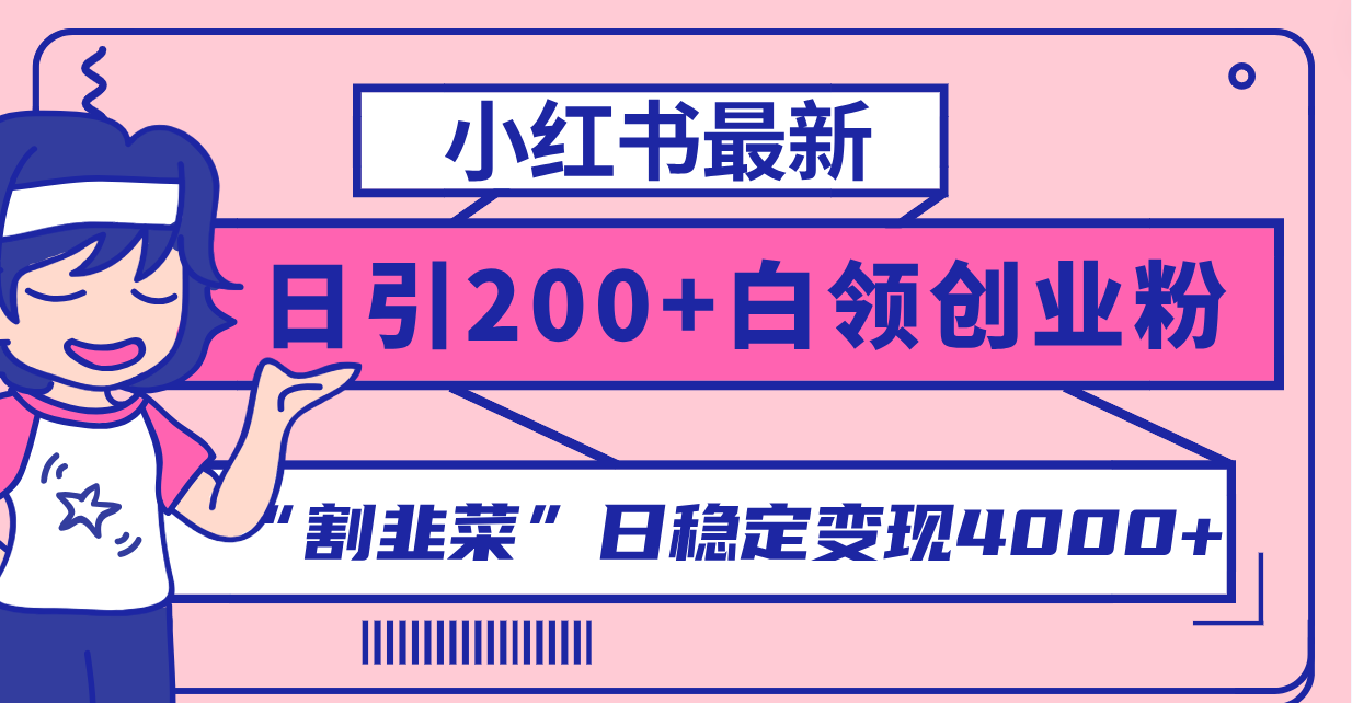 (8052期)小红书最新日引200+创业粉”割韭菜“日稳定变现4000+实操教程!-汇课新知资源网