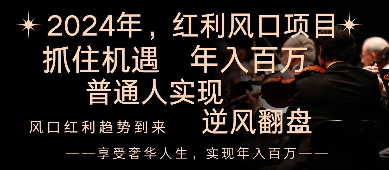 （8418期）2024红利风口项目来袭，享受第一波红利，逆风翻盘普通人也能实现，年入百万-汇课新知资源网