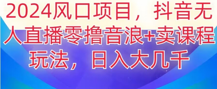 2024风口项目，抖音无人主播撸音浪+卖课程玩法，日入大几千【揭秘】-汇课新知资源网