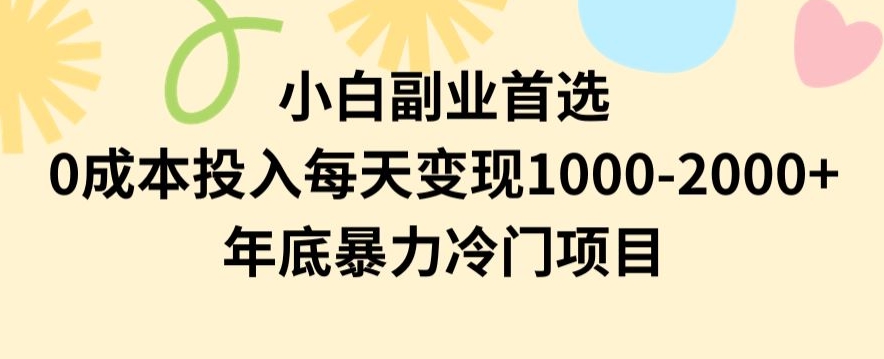 小白副业首选,0成本投入,每天变现1000-2000年底暴力冷门项目【揭秘】-汇课新知资源网