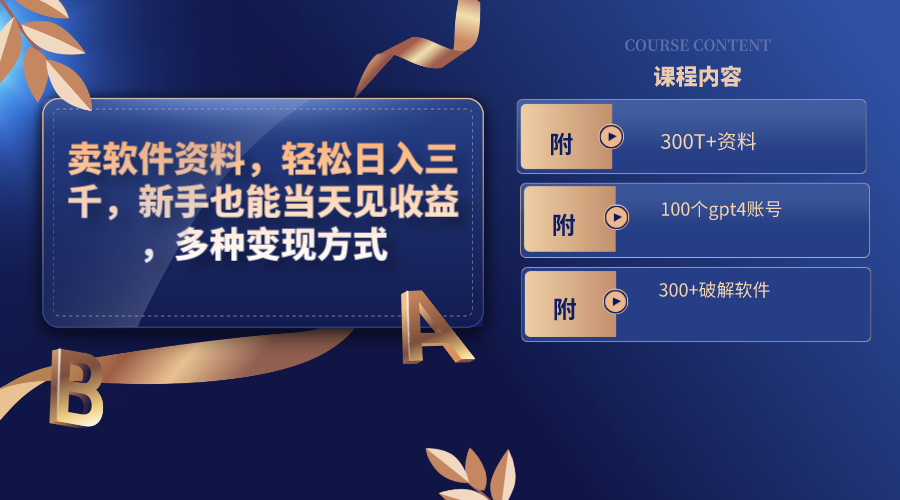 （8582期）卖软件资料，轻松日入三千，新手也能当天见收益，多种变现方式，（附300…-汇课新知资源网