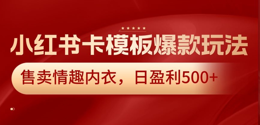 小红书卡模板爆款玩法,售卖情趣内衣,日盈利500+-汇课新知资源网