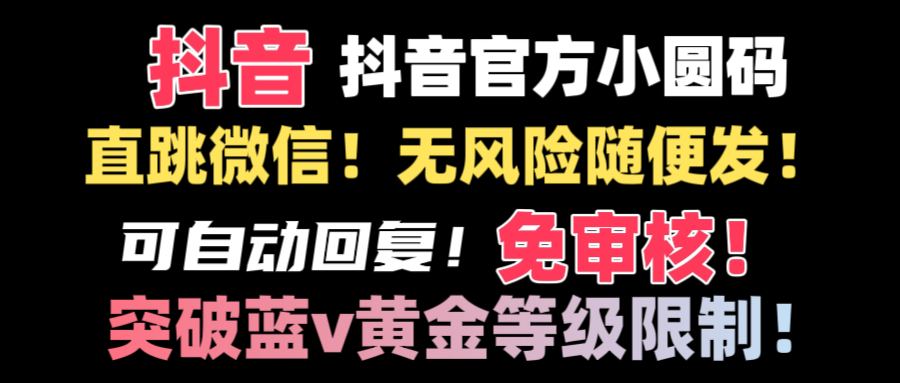 (8773期)抖音二维码直跳微信技术!站内随便发不违规!!-汇课新知资源网