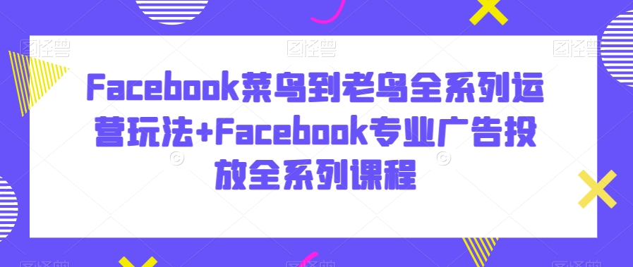 Facebook菜鸟到老鸟全系列运营玩法+Facebook专业广告投放全系列课程-汇课新知资源网
