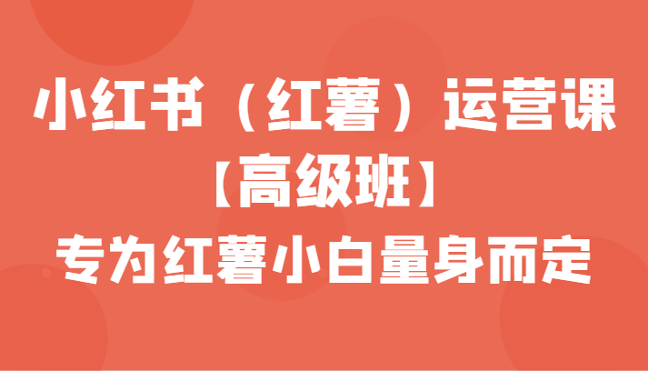 小红书(红薯)运营课【高级班】,专为红薯小白量身而定(42节课)-汇课新知资源网