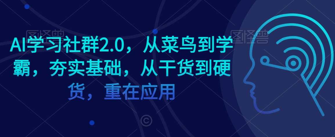 AI学习社群2.0,从菜鸟到学霸,夯实基础,从干货到硬货,重在应用-汇课新知资源网