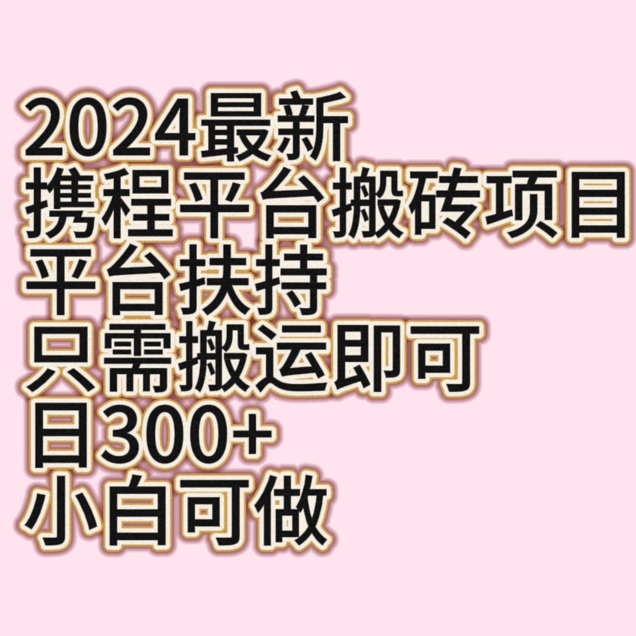 2024最新携程平台搬砖项目，平台扶持只需搬运即可，日300+，小白可做-汇课新知资源网