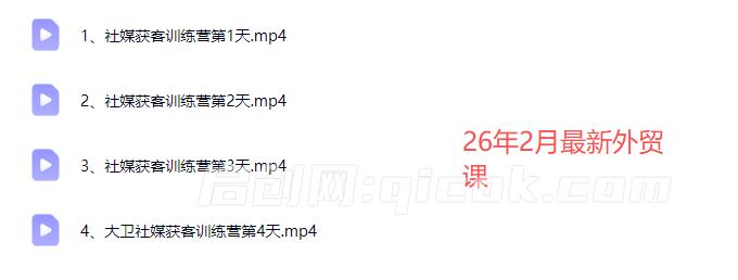 大卫老师-外贸社媒获客独家训练营2026年2月份(价值2980元)