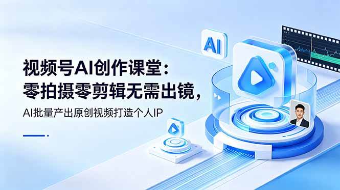 （19049期）视频号AI创作课堂：零拍摄零剪辑无需出镜，AI批量产出原创视频打造个人IP-汇课新知资源网