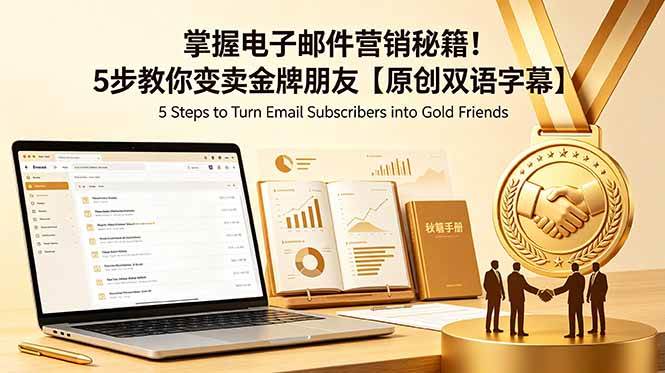 （18923期）掌握电子邮件营销秘籍！5步教你变卖金牌朋友【原创双语字幕】-汇课新知资源网