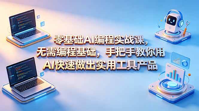 (18785期)零基础AI编程实战课-更新,无需编程基础,手把手教你用AI快速做出实用工具产品-汇课新知资源网