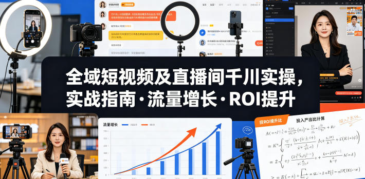 全域短视频及直播间千川实操,实战指南·流量增长·ROI提升(更新)-汇课新知资源网