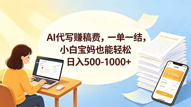 (18772期)AI代写赚稿费,一单一结,小白宝妈也能轻松日入500-1000+-汇课新知资源网