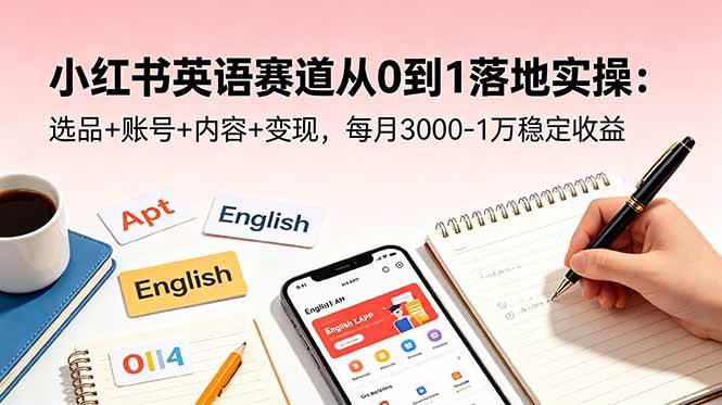 (18771期)小红书英语赛道从0到1落地实操:选品+账号+内容+变现,每月3000-1万稳定收益-汇课新知资源网