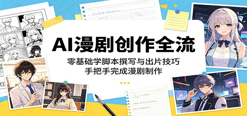 AI漫剧创作全流：零基础学脚本撰写与出片技巧，手把手完成漫剧制作-汇课新知资源网