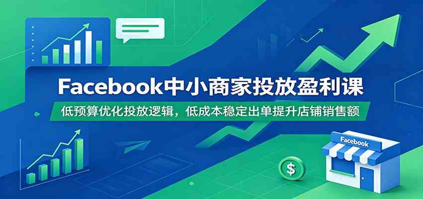 Facebook中小商家投放盈利课:低预算优化投放逻辑,低成本稳定出单提升店铺销售额-汇课新知资源网