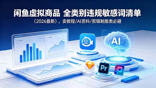 （18961期）闲鱼虚拟商品 全类别违规敏感词清单（2026最新），卖教程/AI资料/剪辑制版类必避