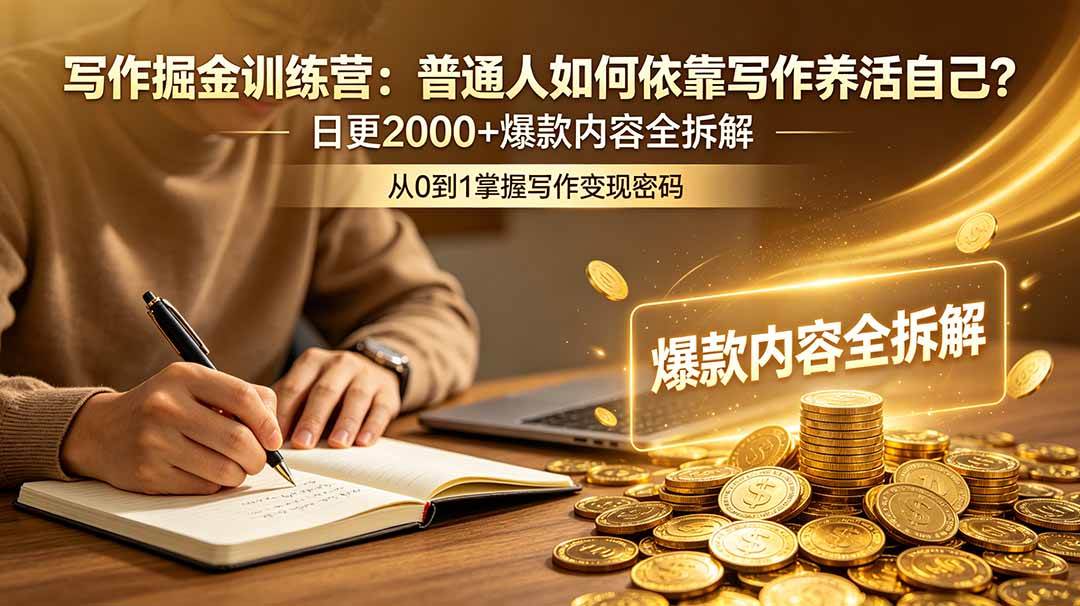 （18901期）写作掘金训练营：普通人如何依靠写作养活自己？日更2000+爆款内容全拆解-汇课新知资源网