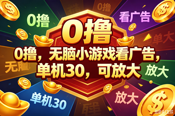 (18758期)0撸,腾讯出品,无脑小游戏看广告,单机30,可放大-汇课新知资源网