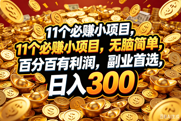 (18756期)11个必赚的小项目,百分百赚元子,无脑简单,副业首选,日入300+-汇课新知资源网