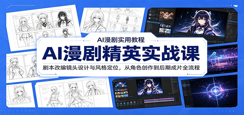 AI漫剧精英实战课：剧本改编镜头设计与风格定位，从角色创作到后期成片全流程-汇课新知资源网