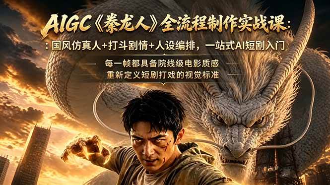(18849期)AIGC《豢龙人》全流程制作实战课:国风仿真人+打斗剧情+人设编排,一站式AI短剧入门-汇课新知资源网