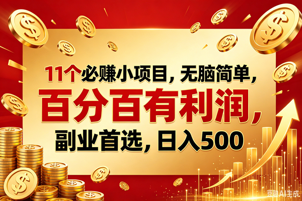 (18851期)11个必赚的小项目,百分百赚元子,无脑简单,副业首选,日入500+-汇课新知资源网