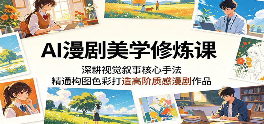 AI漫剧美学修炼课：深耕视觉叙事核心手法，精通构图色彩打造高阶质感漫剧作品-汇课新知资源网