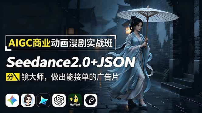 (18849期)AIGC商业动画漫剧实战班:Seedance2.0+JSON分镜大师,做出能接单的广告片-汇课新知资源网
