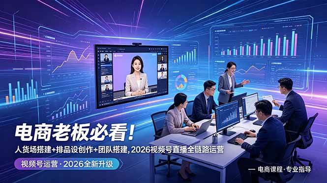 (18845期)电商老板必看!人货场搭建+排品设计+素材创作+团队搭建,2026视频号直播全链路运营-汇课新知资源网