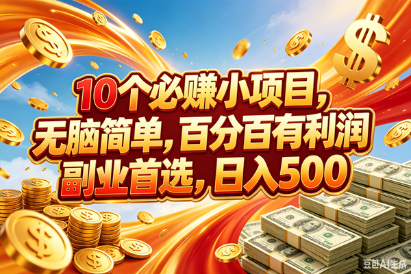 (18918期)10个必赚的小项目,百分百赚元子,无脑简单,副业首选,日入500+-汇课新知资源网