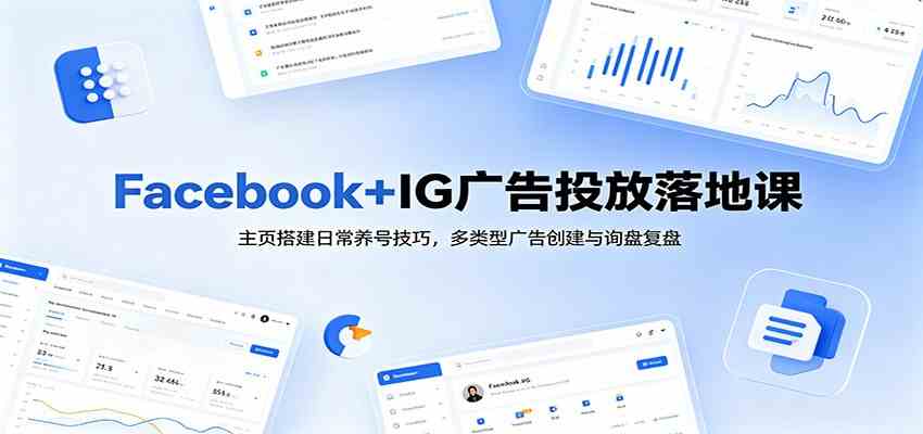 Facebook+IG广告投放落地课:主页搭建日常养号技巧,多类型广告创建与询盘复盘-汇课新知资源网