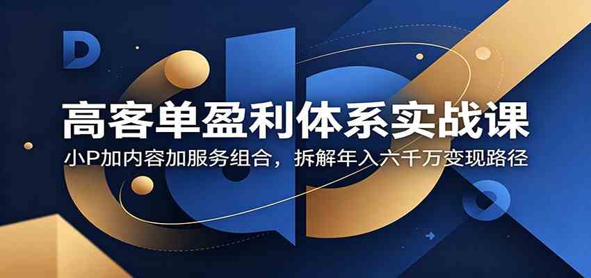 高客单盈利体系实战课:小P加内容加服务组合,拆解年入六千万变现路径-汇课新知资源网