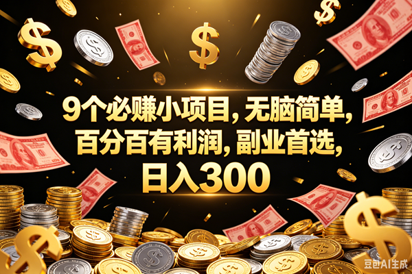 （18881期）9个必赚的小项目，百分百赚元子，无脑简单，副业首选，日入300+-汇课新知资源网