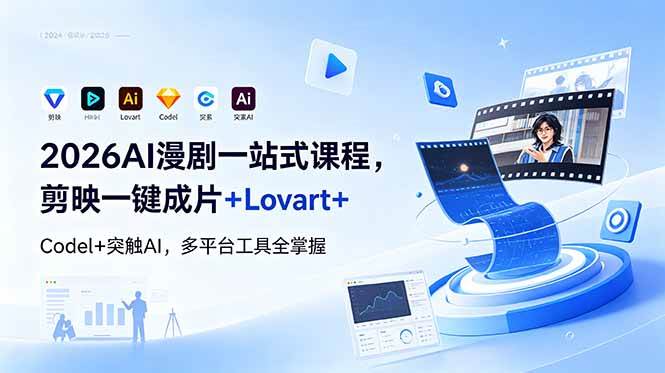 (18736期)2026AI 漫剧一站式课程,剪映一键成片+Lovart+Codel+突触AI,多平台工具全掌握-汇课新知资源网