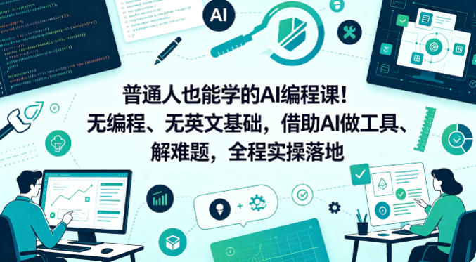 普通人也能学的AI编程课！无编程、无英文基础，借助AI做工具、解难题，全程实操落地（更新6月）-汇课新知资源网