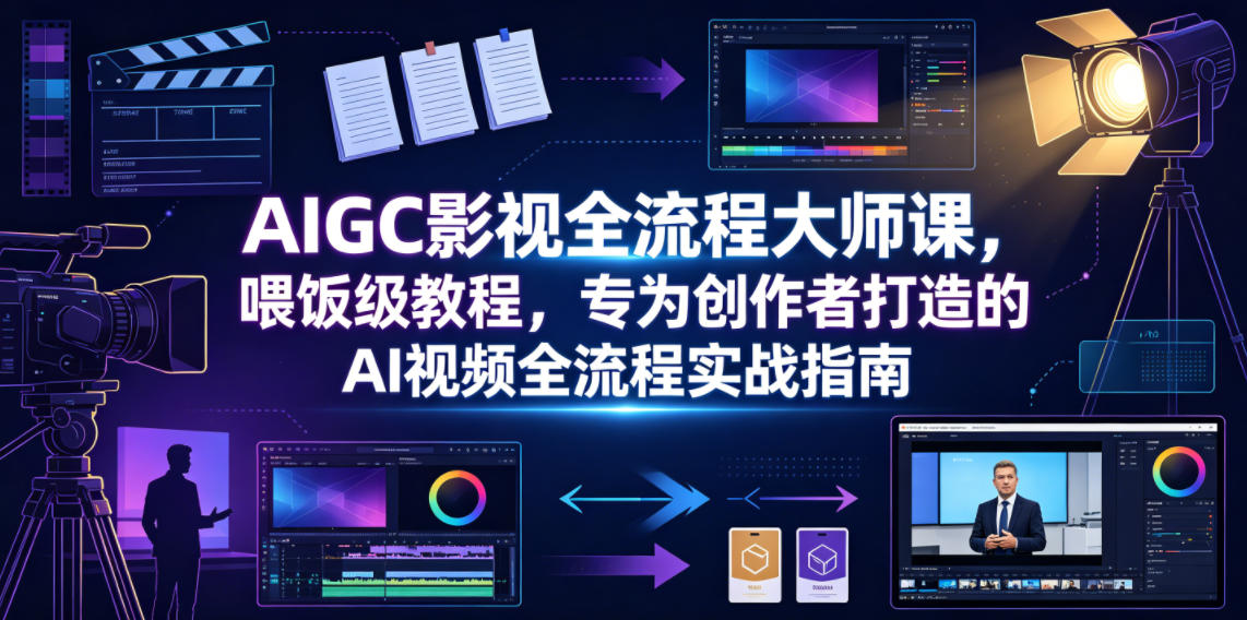 AIGC影视全流程大师课,喂饭级教程,专为创作者打造的AI视频全流程实战指南-汇课新知资源网