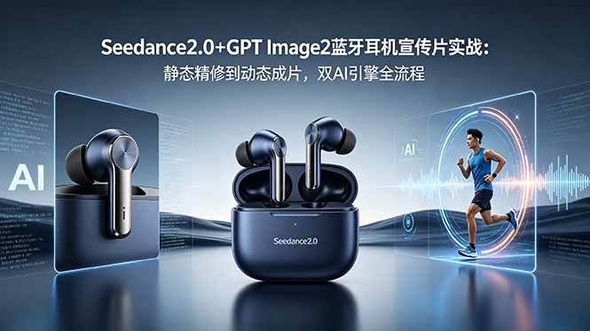 (18730期)Seedance2.0+GPT Image2蓝牙耳机宣传片实战:静态精修到动态成片,双AI引擎全流程-汇课新知资源网