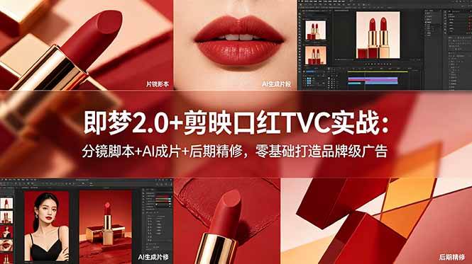 (18729期)即梦2.0+剪映口红TVC实战:分镜脚本+AI成片+后期精修,零基础打造品牌级广告-汇课新知资源网