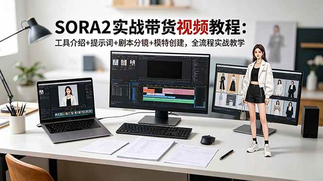 （18718期）SORA2实战带货视频教程：工具介绍+提示词+剧本分镜+模特创建，全流程实战教学-汇课新知资源网