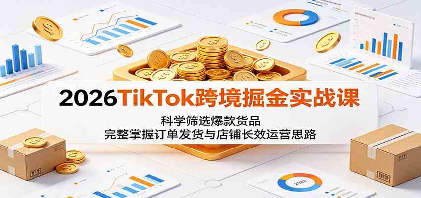 2026TikTok跨境掘金实战课:科学筛选爆款货品,完整掌握订单发货与店铺长效运营思路-汇课新知资源网
