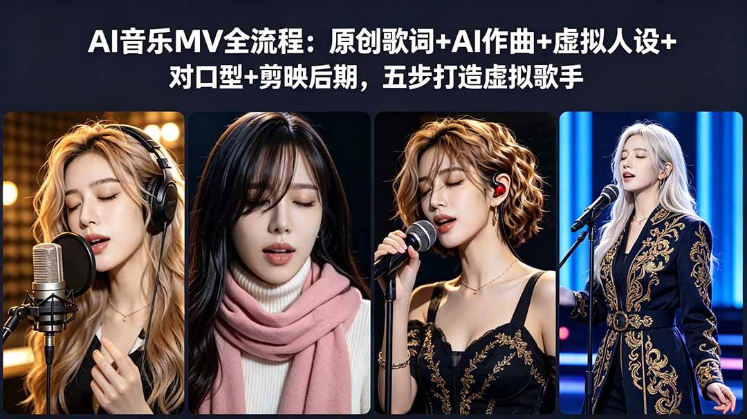 （18710期）AI音乐MV全流程：原创歌词+AI作曲+虚拟人设+对口型+剪映后期，五步打造虚拟歌手-汇课新知资源网
