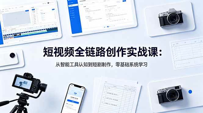 (18683期)短视频全链路创作实战课:从智能工具认知到短剧制作,零基础系统学习-汇课新知资源网